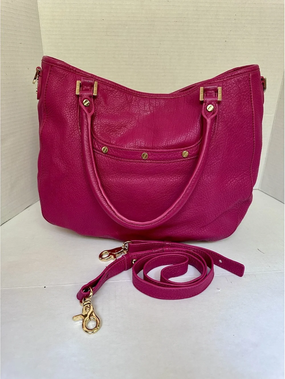 Tory Burch Amanda Bright Pink / Magenta Classic Hobo /Satchel Bag